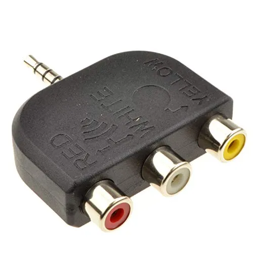 3,5 mm Klinkenstecker Zum 3 Phonos/RCA 4 Polig AV Ausgang TV Adapter Konverter Red/White/Yellow
