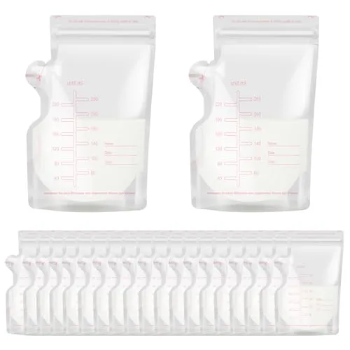 ORAGKE 120 Stück Muttermilchbeutel BPA-frei | 250ml Milchbeutel für Muttermilch Vorsterilisierte | Muttermilch Aufbewahrung Bag mit Ausgießer & Doppelverschluss | Selbststehender, Einfrierbar