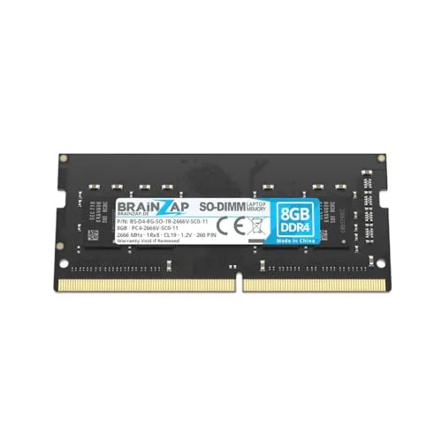 BRAINZAP 8GB DDR4 RAM SO-DIMM PC4-2666V-SC0-11 1Rx8 2666 MHz 1.2V CL19 Notebook Laptop Arbeitsspeicher Unbuffered Non-ECC