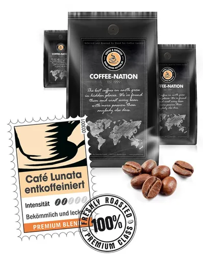Kaffee CAFÉ LUNATA entkoffeiniert von Coffee-Nation, 500g Bohnen