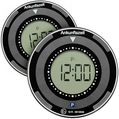 Upgrade4cars 2 x Elektronische Parkscheibe Solar mit Deutscher Zulassung vom Kraftfahrt-Bundesamt | Parkuhr elektrisch mit Batterie | Automatisch & Digital