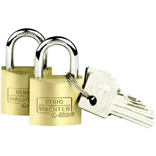 Burg Wächter Vorhängeschloss Duo 222 30 SB - 2er Set gleichschließend, robustes Messing in brauner Ausführung für zuverlässigen Schutz