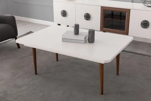 Weißer Rechteckiger Couchtisch aus Holz für das Wohnzimmer - Moderner Couchtisch in Weiß aus hochwertigem Holz, ideal für stilvolle Wohnzimmer. Maße: 120 x 80 x 45 cm. Perfekt für gesellige Abende und bietet viel Platz für Dekoration.