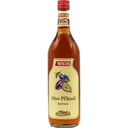 Weis Altes Pflümli | 1 l Flasche - Obstbrand aus blauen Haferpflaumen, sorgfältig destilliert und mindestens 3 Jahre gelagert, für ein vollmundiges Geschmackserlebnis.