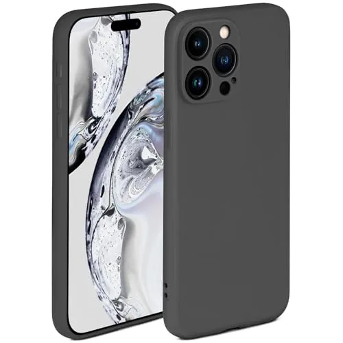 ONEFLOW Soft Case für iPhone 15 Pro Max Hülle aus Silikon mit Kameraschutz, Silikonhülle mit erhöhtem Schutz fürs Display, Backcover Schutzhülle, weiche Handyhülle, Anthrazit