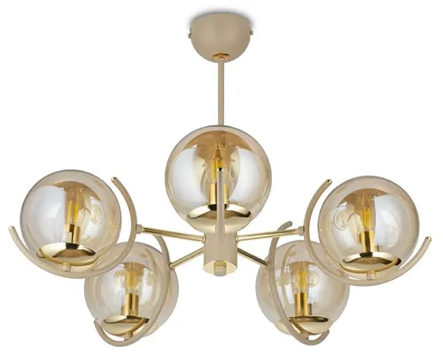 Jacob Kronleuchter mit beigem Glas, 5xE14, 60 cm