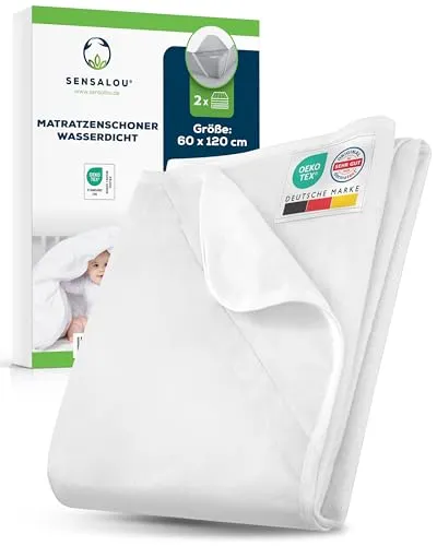 Sensalou Matratzenschoner wasserdicht 60 x 120 cm 2er Set – Matratzenauflage für kleine Baby Beistellbetten – wasserdichte Nässeschutz Unterlage, Oeko-TEX Zertifiziert, waschbar