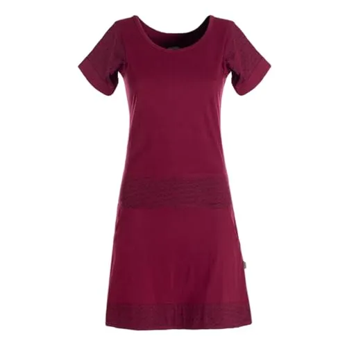 Vishes kurzärmliges Damen-Kleid in dunkelrot I Größe XS (34) I Handgefertigt aus 100% Baumwolle I Kleid mit Taschen I Ideal für Sommer I Nachhaltige Alternative Bekleidung