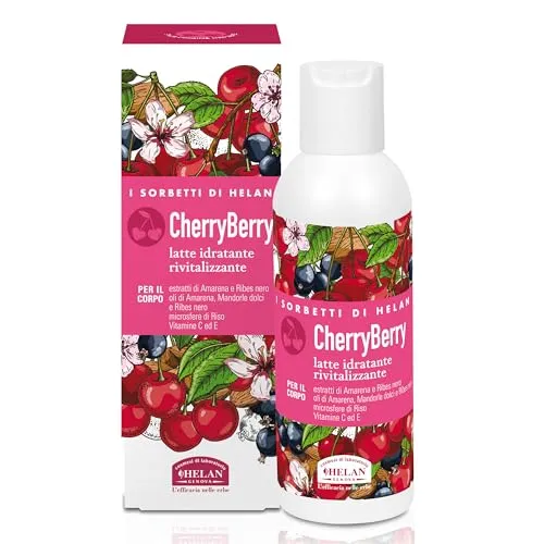 Helan I Sorbetti CherryBerry - Flüssige parfümierte Körpercreme mit Vitamin C und E Antioxidans und schwarzen Johannisbeeren, feuchtigkeitsspendende Körpercreme für trockene natürliche Haut mit süßem