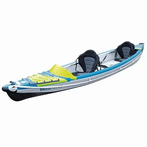 BIC Sport Tahe Breeze Full HP 2 Inflatable Kajak - Aufblasbares Zweisitzer-Kajak für Einsteiger mit hervorragender Stabilität und Wasserdichtigkeit. Inklusive Hochdruckpumpe, abnehmbaren Sitzen und Tragetasche - ideal für entspannte Paddeltouren!