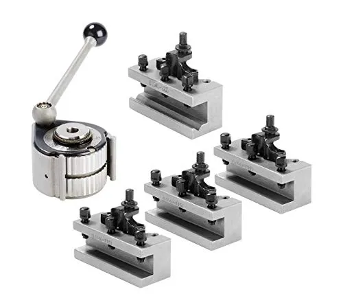 WABECO Schnellwechsel Stahlhalter Set Größe Aa (A0) - 5-teiliges Set für Drehmaschinen, inklusive Schnellwechsel Stahlhalter und Bohrstahlhalter für effizientes Arbeiten und schnellen Werkzeugwechsel.