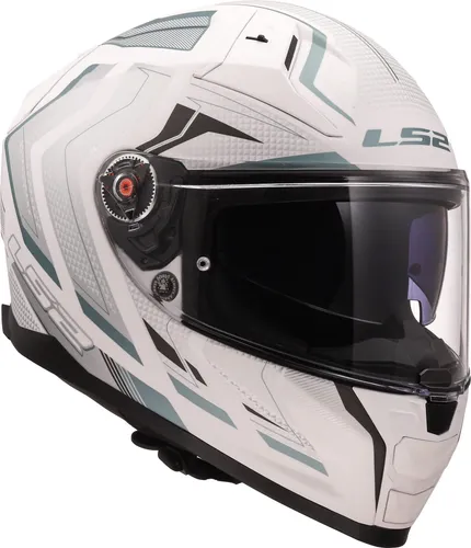 LS2 FF811 Vector II Alizer Integralhelm - Matt Weiß/Silber - S - Motorradhelm mit ultraleichter HPFC-Schale, Twin Shield System und hypoallergenem Innenfutter für optimalen Komfort und Sicherheit bei jeder Fahrt.