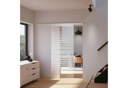 inova wohnen Glasschiebetür Dekor Streifen (inkl. Schienensystem und Griffknopf), 88 x 203,5 cm