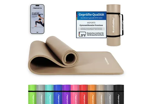 MSports® Gymnastikmatte Yogamatte inkl. Tragegurt + Poster + Workout App