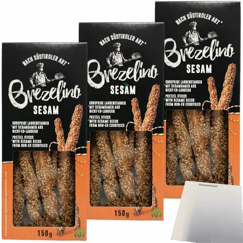 Nawarra Brezelino Sesam Knusprige Laugenstangen mit Sesamsamen 3x150g usy Block