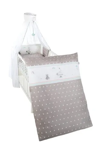 roba® Kinderbettwäsche 100 x 135 cm - Kuscheliges 4-teiliges Set - Bettdecken für Babys, hochwertiges Set mit Kissenbezug, Deckenbezug, Nestchen und Himmel für ein liebevolles Wohlfühlambiente und Sicherheit im Babyzimmer.