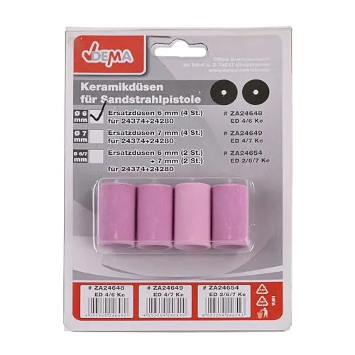 Ersatzdüsen Strahldüsen Düsen Satz 4x6 mm für Sandstrahlkabine 24374 + 24280