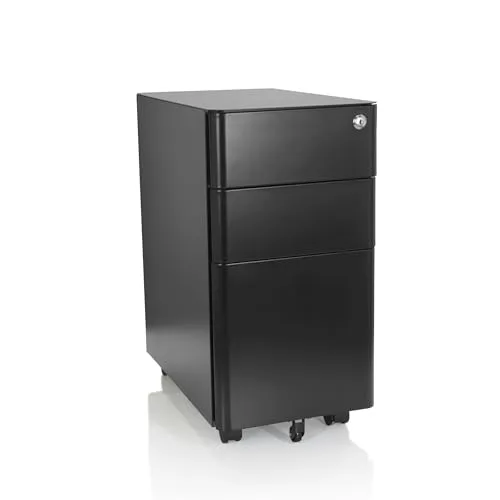 Produktbild hjh OFFICE 743017 Rollcontainer schmal Color I Stahl Schwarz