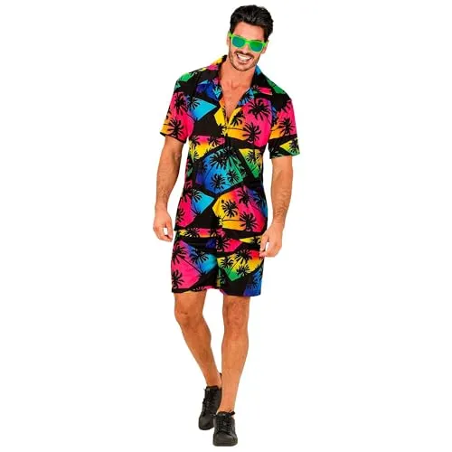 Widmann 09991 Costume MODA SUMMER PARTY S/M - Kostüm-Oberteile für Erwachsene, perfektes Hawaii Outfit für Sommerpartys mit bunt verziertem Hemd und kurzer Hose, ideal für unvergessliche Festlichkeiten.
