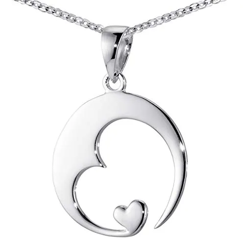 MATERIA Damen Herz-Anhänger Silber 925 rhodiniert mit 60 cm Halskette - Eleganter Herz-Anhänger aus rhodiniertem 925 Sterling Silber, perfekt für besondere Anlässe. Die hochglanzpolierte Oberfläche und die inkludierte Kette machen ihn zum idealen Geschenk.