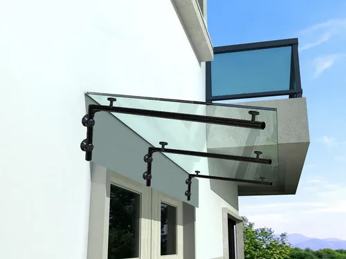 BuyLando.Shop Glasvordach Klarglas 230x90cm - Vordächern mit hochwertigem Verbundsicherheitsglas (13.14mm) und stabilen Edelstahlhaltern, ideal für große Spannweiten und flexible Montageoptionen.