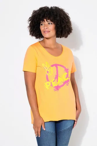 Angel of Style T-Shirt A-Linie mit PEACE-Motiv in orange Größe 48 - Stylisches Shirt in A-Linie mit V-Ausschnitt, aus 100% Baumwolle, ideal für einen lässigen Look. Maschinenwaschbar und bequem für den Alltag.