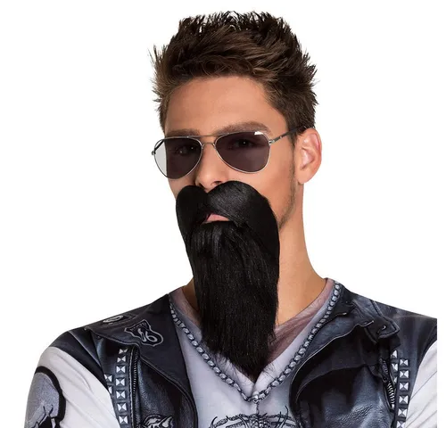 Boland Kostüm-Perücke Bart 'Biker' zum Kostüm, Schwarz