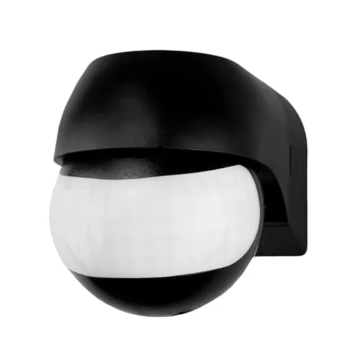 Ledvion Bewegungsmelder Aufputz Mit Dämmerungsschalter, Deckenmontage, IP44, Neigbar 180°, Arbeitsfeld 12m Reichweite, Wandmontage Lichtsensor Schwarz
