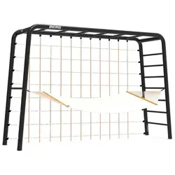 BERG PlayBase Large TL Black mit Kletternetz und Hängematte - Turnen: Hochwertiges Spielgerät mit robustem Stahlrahmen, ideal für Outdoor-Aktivitäten. Multifunktionales Konzept mit bis zu 400 kg Gesamtbelastbarkeit und einfachem Zubehörwechsel.