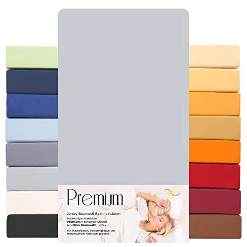 aqua-textil Premium Spannbettlaken 180x200-200x220 cm Silber grau Baumwolle Bettlaken Betttuch Elastan Spannbetttuch