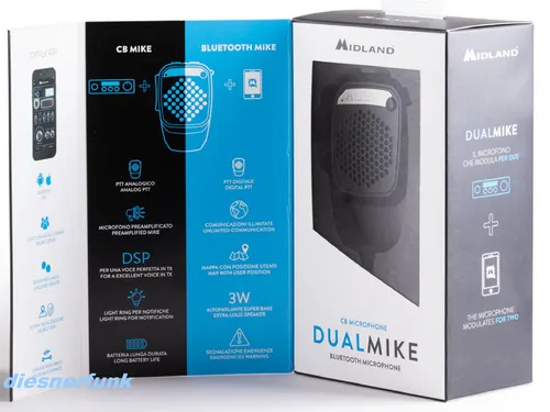 Midland Dual Mike mit Bluetooth mit 4pol Pin 1 MIC f. Stabo Albrecht  App CBTalk