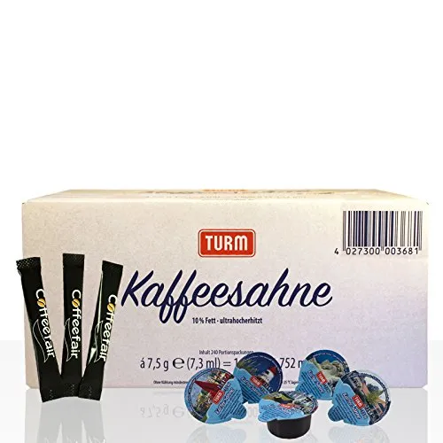 Set | Turm Kaffee-Sahne 240 Stk & Coffeefair Zucker-Sticks 1000 x 3,6g