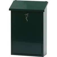 PROREGAL Wandbriefkasten Toledon mit Zylinderschloss und Schrägdach, grün - Wandbriefkasten aus robustem Metall mit Zylinderschloss für sicheren Postschutz. Kompakte Maße (40 x 27 x 12 cm) und moderne Farbe machen ihn ideal für jeden Eingangsbereich.