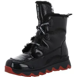 Stylische Schnür-Stiefeletten für Damen - Wanderschuhe mit glänzendem Leder, praktischem Reißverschluss und komfortablem 2 cm Keilabsatz für optimalen Tragekomfort und besonderen Stil.