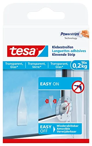 tesa Klebestreifen zum Befestigen auf transparentem Untergrund z.B. Glas, 0,2 kg Halteleistung