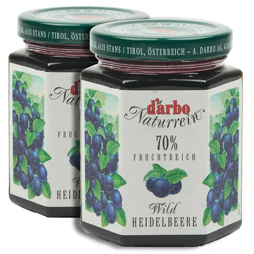 Food-United Wild-Heidelbeere Naturrein DARBO FRUCHTAUFSTRICH 2x 200g Glas