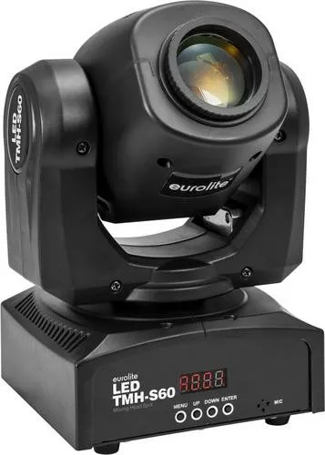 EUROLITE LED TMH-S60 Moving-Head Spot - Kompakter 60-W-LED Spot mit Gobos und Farbrad, ideal für beeindruckende Show-Effekte und exakte Positionierung