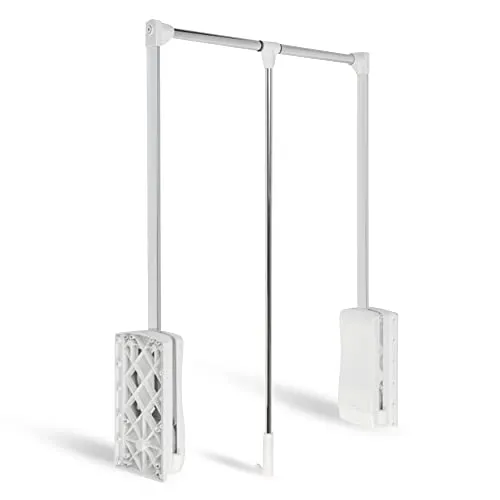 DOJA Barcelona | Klappbarer Kleiderlift | 645-910mm | Weiss | Garderobenlift für Garderobe, Schrank, Ankleidezimmer | Wardrobe lift | Garderobenstange für Mäntel, Kleider...