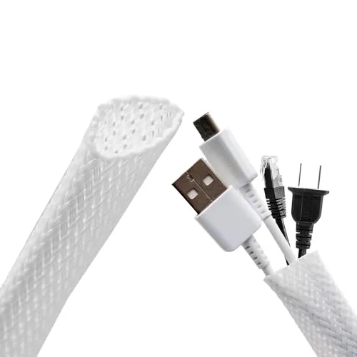 Intirilife Kabelschlauch selbstschließend gewebt in Weiß