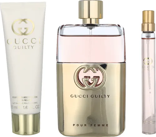 Gucci Guilty Edp Set 90ml - Geschenkset für Damen - Parfüm-Geschenkset mit 90ml Eau de Parfum, 50ml Body Lotion und 10ml Eau de Parfum für ein luxuriöses Dufterlebnis. Perfekt als Geschenk!