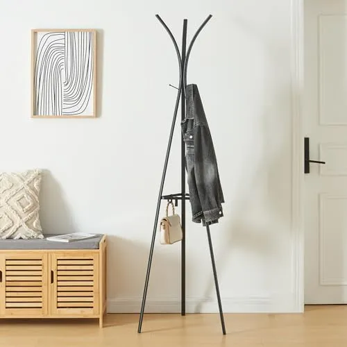 [en.casa] Garderobenständer Vevelstad mit 3 Einhängehaken - Garderobenständer aus Stahl, modern und stabil. Bietet vielseitige Aufhängemöglichkeiten für Jacken, Mäntel und Accessoires, ideal für Flur oder Büro.