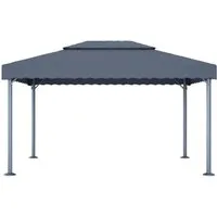 vidaXL Pavillon 400 x 300 cm Anthrazit Aluminium - Stabiler Sonnenschutz - Pavillon aus robustem Aluminium und Stahl mit UV-beständigem Dach, ideal für Familienfeiern und Grillpartys im Freien.