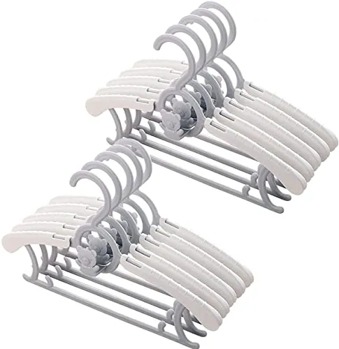 Spesh 20 Stücke Kinderkleiderbügel 28-36cm Verstellbare Baby Kleiderbügel Kunststoff Kleiderbügel mit Stapelbaren Bärchen-Haken (Grau-1)