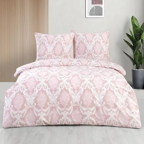 yadetextil Bettwäsche Set Fiorita V1 200x200 cm - Bettwäsche-Set aus 100% Baumwolle, 3-teilig, allergikergeeignet und maschinenwaschbar bis 40°C, bietet hohen Komfort und Atmungsaktivität für erholsame Nächte.