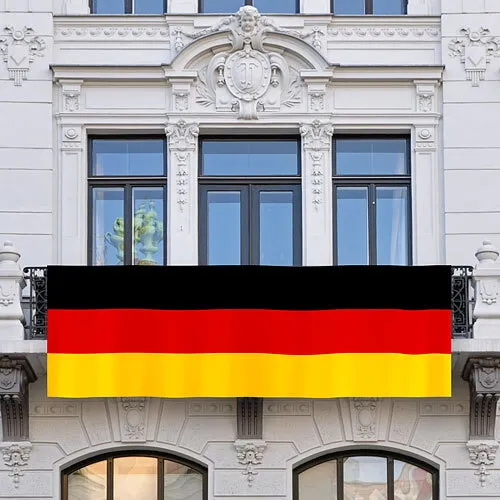 Deutschland XXL Balkonfahne 300cm x 90cm - Fußball-Fanshop, ideale Fahne für große EM und WM Feiern, zeigt stolz die Unterstützung für die deutsche Nationalmannschaft.