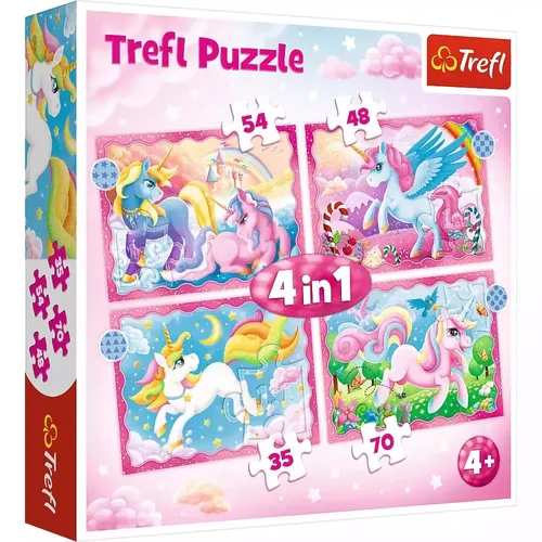 Trefl 34389 Puzzle, Bunt - 4 verschiedene Puzzles in einer Packung, umweltfreundliche Materialien und perfekte Geschenkidee für Kinder ab 4 Jahren