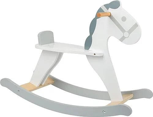 small foot Schaukelpferd Skandi aus Holz - Schaukelpferd für Kinder ab 3 Jahren, mit Rückenlehne und zwei festen Griffen für sicheren Halt und motorische Förderung.
