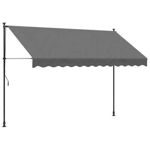 vidaXL Einziehbare Klemmmarkise 300x150cm - Anthrazit - Markise für Balkon, Garten und Terrasse, UV-beständig und höhenverstellbar für individuellen Schatten und Schutz vor Sonnenlicht.