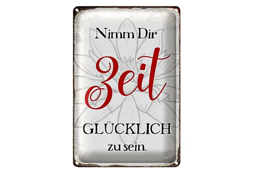 Roomando Metallschild Spruch 12x18cm nimm dir Zeit glücklich zu sein