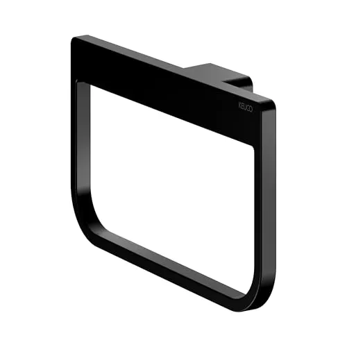 KEUCO Rose Handtuchring 24 cm - Schwarz Matt, ohne Bohren - Handtuchring in elegantem schwarz matt, schwenkbar und flexibel zu montieren - ideal für jedes Badezimmer. Hergestellt in Deutschland mit 3 Jahren Garantie.